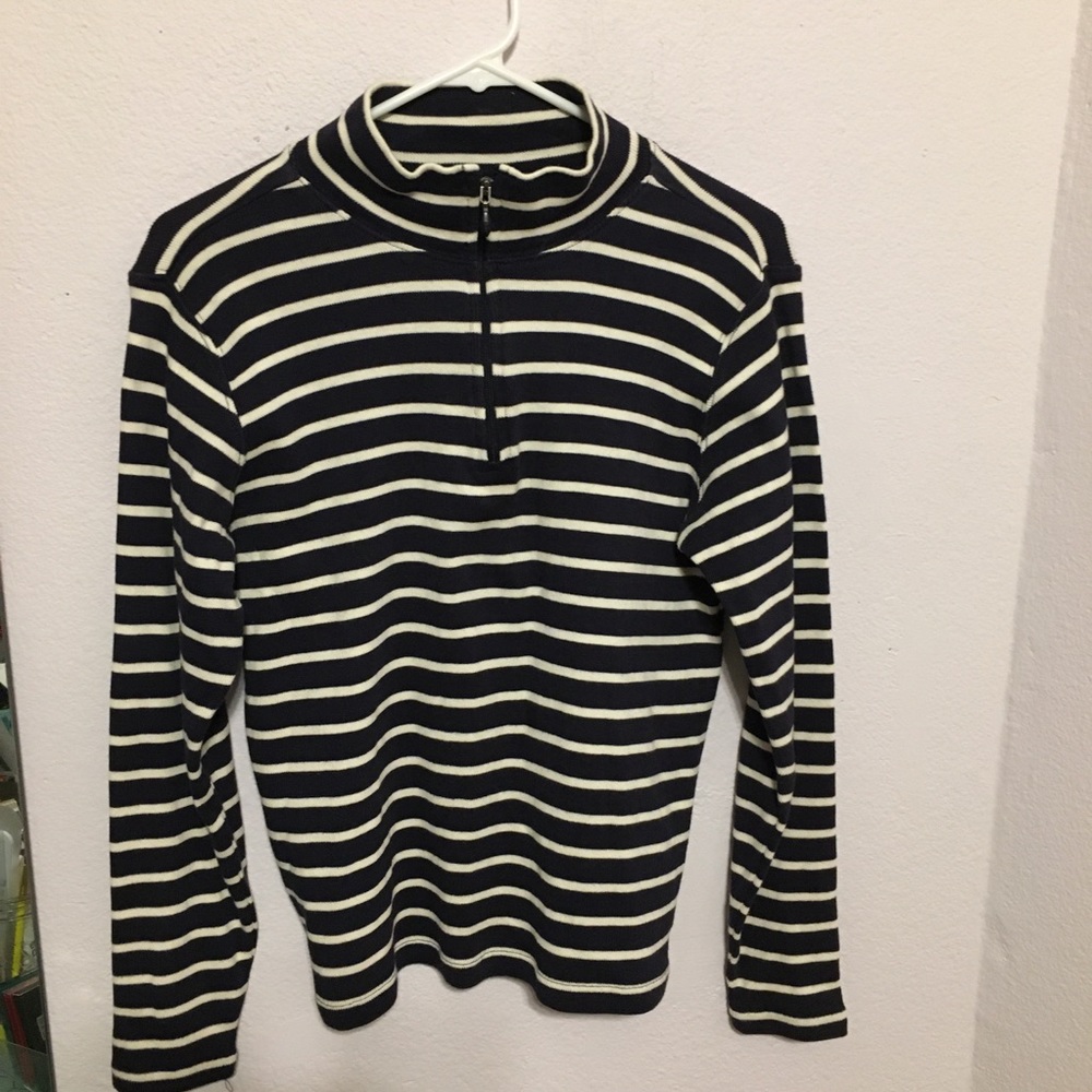 L.L. Bean 1/4 zip stripped sweater